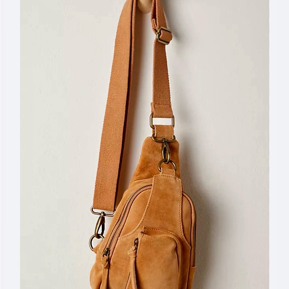 Free People Tan Crossbody Bag with Adjustable Strap